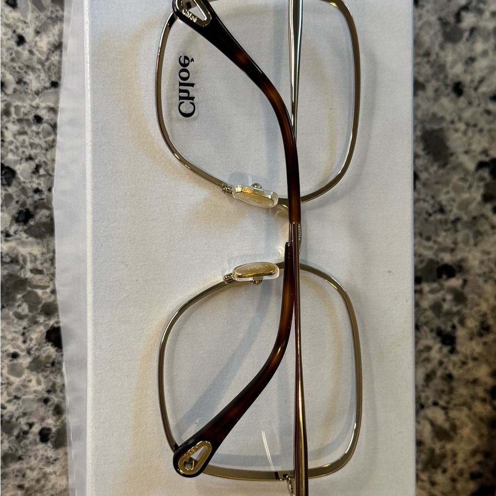 Chloe Gold Geometric Glasses with Double Bridge - Picture 2 of 7